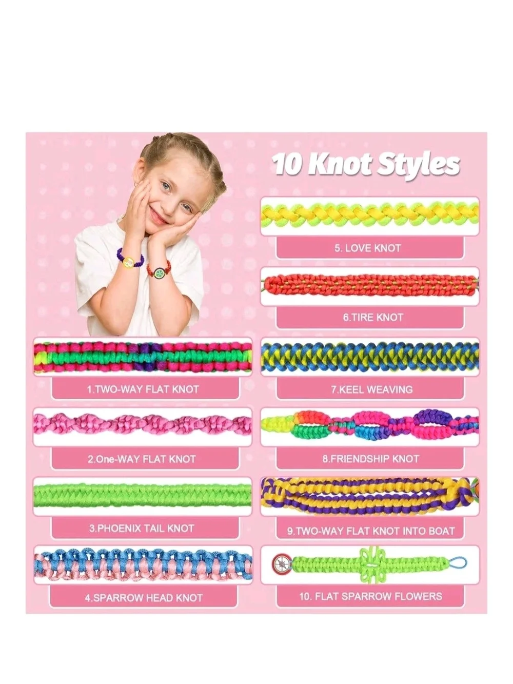Braiding Friendship Bracelet Kit for Kids - Pink
